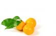 Tangerines with green leaves isolated on white