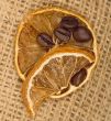 lemons and coffee beans on burlap