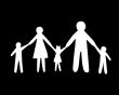 Paper cut family, isolated on black background