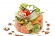 Avocado and salmon salad, isolated