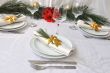 Coordinated decorative napkin on a plate with cutlery