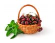 Basket with fresh cherries and mint