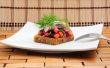 Sandwiches with rye bread, herring and vegetables
