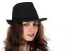 portrait of a beautiful brunette in a hat