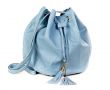 blue leather handbag fashionable women
