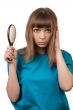 young beautiful girl is combed