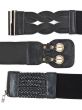 Three black leather women`s belt