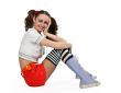 girl in striped socks