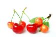 Red cherry fruits on a white background
