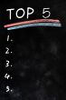 Blank menu of top five on a blackboard background