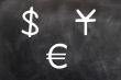 Chalk drawing of money symbols