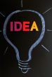Idea - word in a chalk-drawn bulb