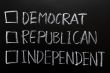 Check boxes of democrat, republican and independent
