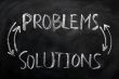 Problems and solutions written on a blackboard