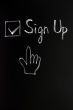 Sign up check box with a cursor hand 