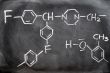 Chemical structures on a blackboard