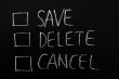 Check boxes of save,delete and cancel