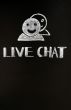 Live chat button with human figures drawn with chalk