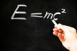 E=mc&sup2; Albert Einsteins physical formula on blackboard 