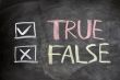 True and false check boxes written on a blackboard