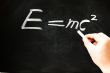 E=mc&sup2; Albert Einsteins physical formula on blackboard 