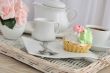 Cake with a cup of coffee on a tray