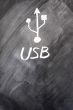 Usb sign drawn on blackboard 