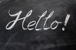 Hello written on blackboard