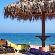 Sunchairs and umbrellas on Beach