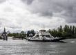 the ferry boat for vehicles transportation across the river