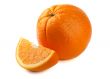 one orange, and a slice of orange on white background