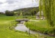 Scenic view on  of the french spring countryside with rever and 