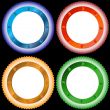 Four multi-colored stickers
