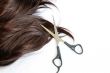 Brown hair and scissors