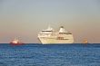 Cruise ship and two tugboats