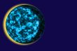 Unknown planet on a dark blue background