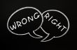 Speech bubbles for Right and Wrong