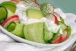 Cucumber salad with radish and avocado cream sauce