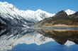 Landscape of snow-capped mountains