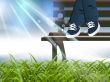 child sitting on a bench