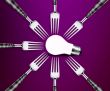 light bulb between forks
