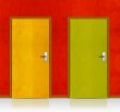 Red, Yellow wooden doors