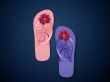 Colorful Flip Flops on dark blue background