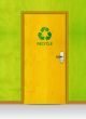 wooden door with recycle sign