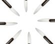 Empty copy space circle in set of knives