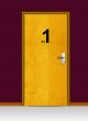 wooden door with number one