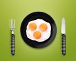 Three fried eggs on a Plate