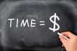 `Time is money` handwritten with white chalk