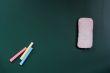 Blank blackboard with eraser and chalk