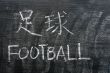 Football - word written on a blackboard with a Chinese version